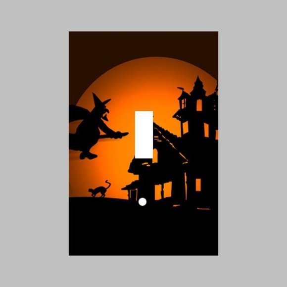 HALLOWEEN WITCH HAUNTED -SINGLE Light Switch Plate - Picture 1 of 1